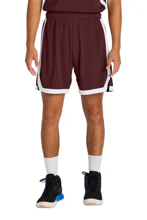 Sport-Tek Mens Rival Moisture Wicking Basketball Shorts - Maroon/White